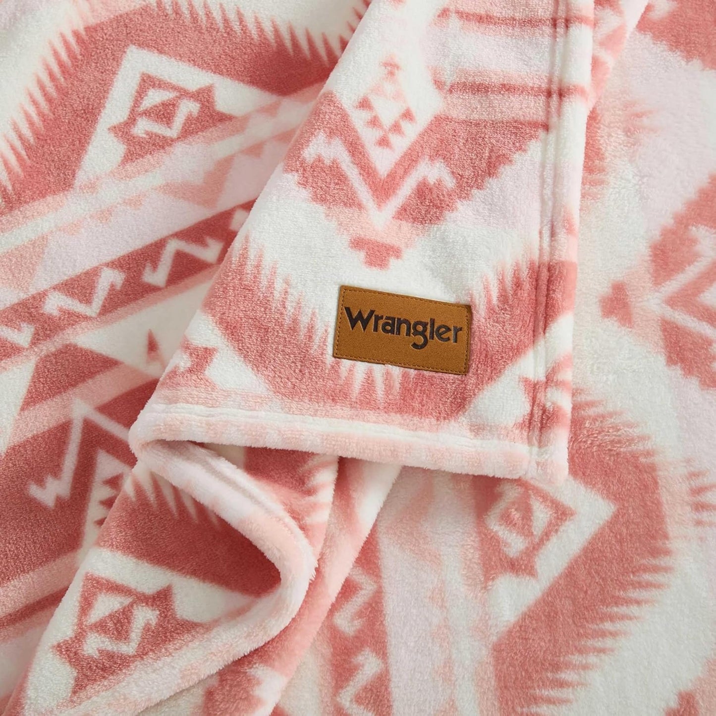 Wrangler - Fleece Throw Blanket for Couch 50x70, Ultra Soft Reversible Plush Blanket, Americana Decor, Western Style Throw for Sofa, Bed, Living Room (Jesse Pink)