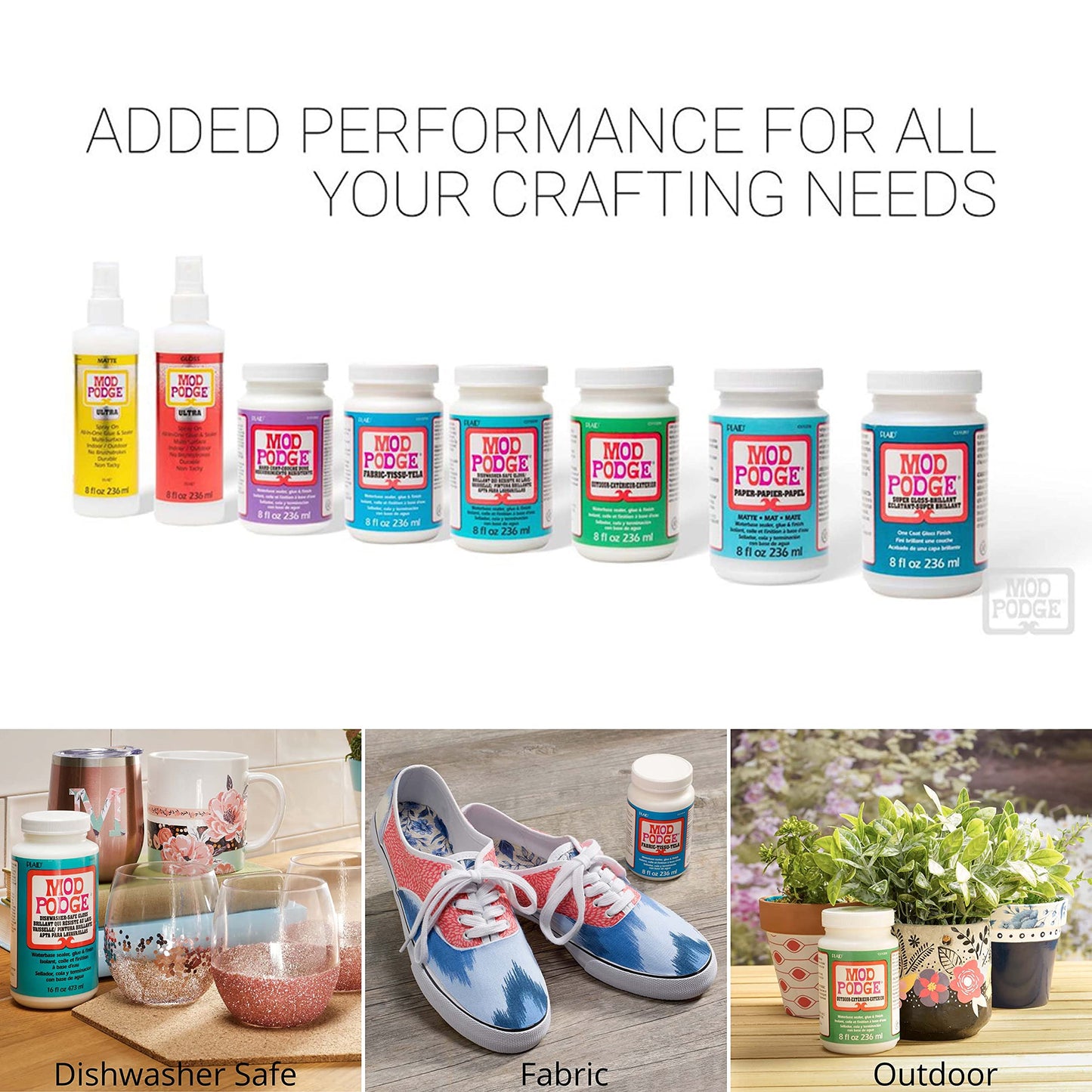 Mod Podge, Water-based Sealer, Glue and Finish, Indoor and Outdoor Safe Formula, CS11220, Clear Finish, 236 ml Bottle