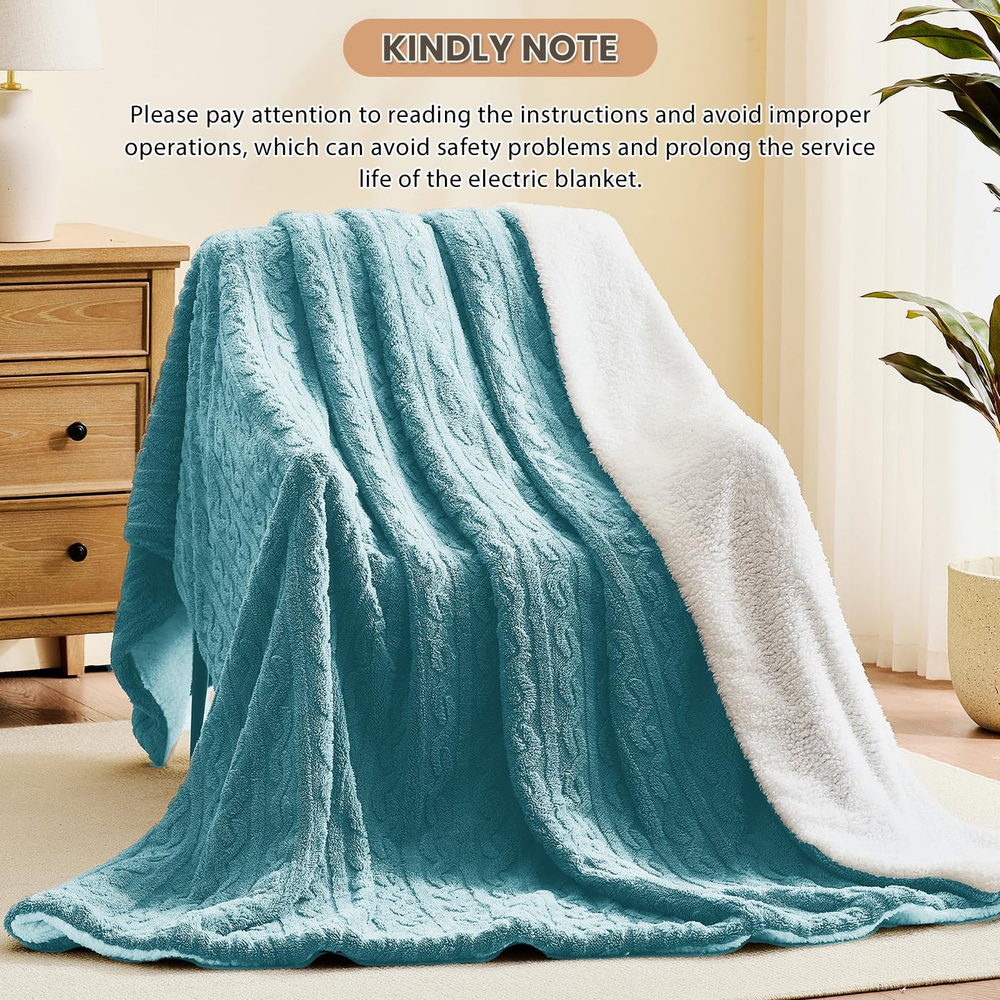Homemate Electric Heated Blanket Twin - 62"x84" Heating Bed Blankets Throw with 10 Heating Levels 8 Hours Auto Off Fast Heating Over-Heated Protection Ultra Soft Warm Flannel ETL Certified Grey