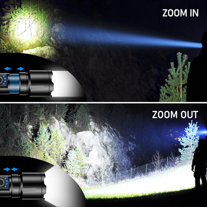 Blukar LED Torch Rechargeable, Super Bright Torches High Lumens -Adjustable Focus, 5 Modes, 5000 mAh Long Lasting, IP67 Waterproof, Powerful Handheld Flashlight for Camping, Hiking, Emergency