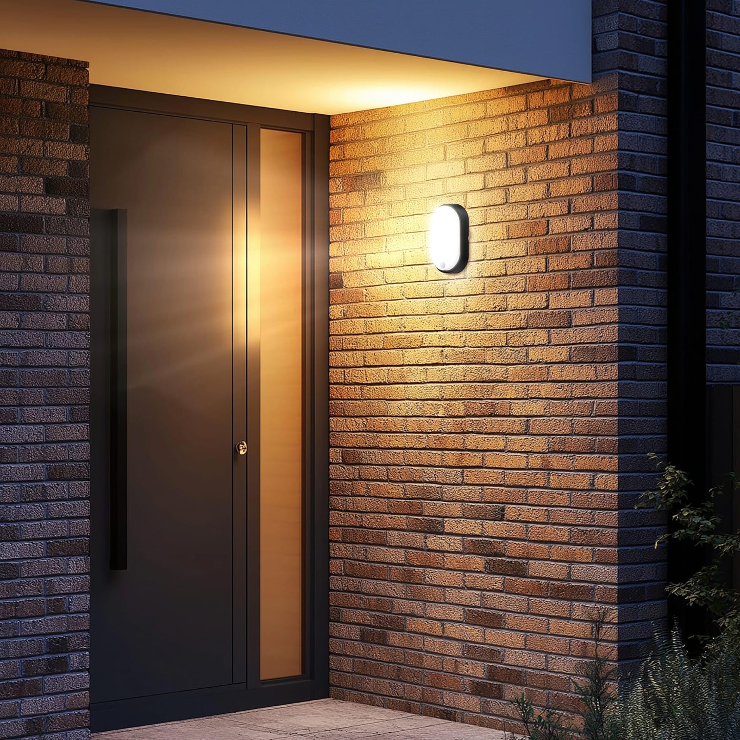 Luceco Eco Outdoor LED Bulkhead Light with PIR Motion Sensor, Decorative Exterior Lighting, Oval, Black, IP54, 10W, 700lm, 4000K, EBEO10P40