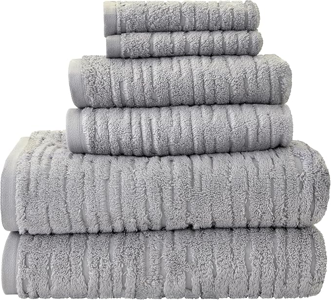 SKL Home CloudSoft 100% Cotton Luxury 6-Piece Towel Set, 600 GSM, Ultra Plush &