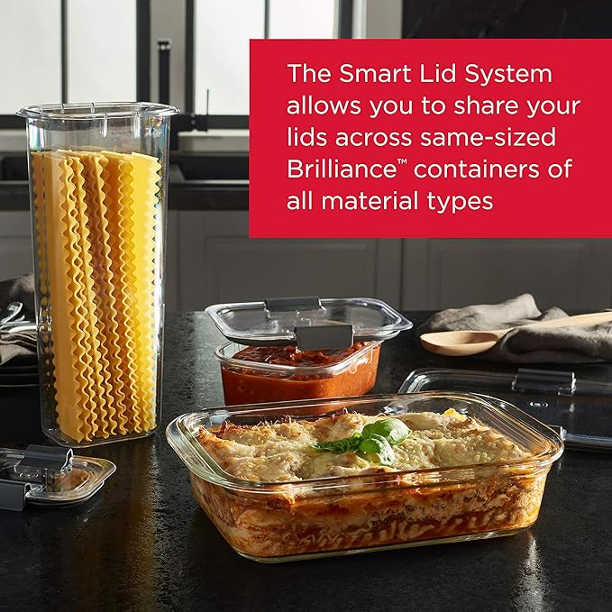 Rubbermaid Brilliance Glass Food Storage set of 4 containers 8 total pieces