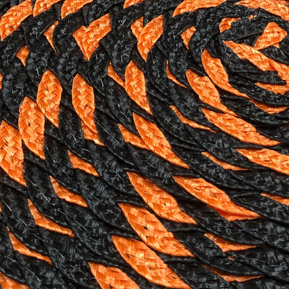 Halloween 15" Round Orange Black Dual-Color Braided Woven Polypropylene Plastic Placemats, Set of 6
