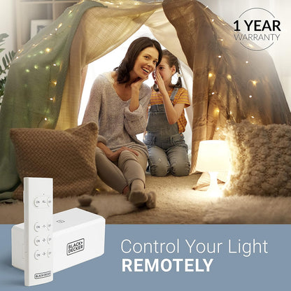 Black+Decker Wireless Remote-Control Outlet, Pack of 3 Outlets, 1 Remote - Premium Light Switches