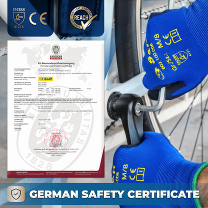 S&R Work Gloves – 12 Pairs, Nylon with PU Coating, Size XL/10 – Protective Gloves for Private & Commercial Use