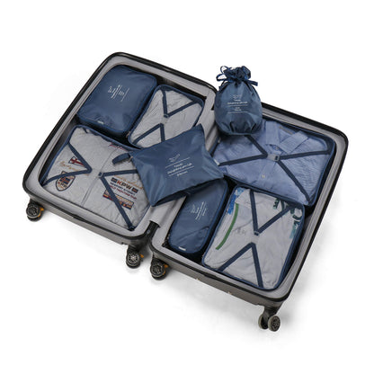 BETLLEMORY Packing Cubes 8 Sets Travel Luggage Organizers with Waterproof Shoe Storage Bag Compression Pouches(Navy Blue)