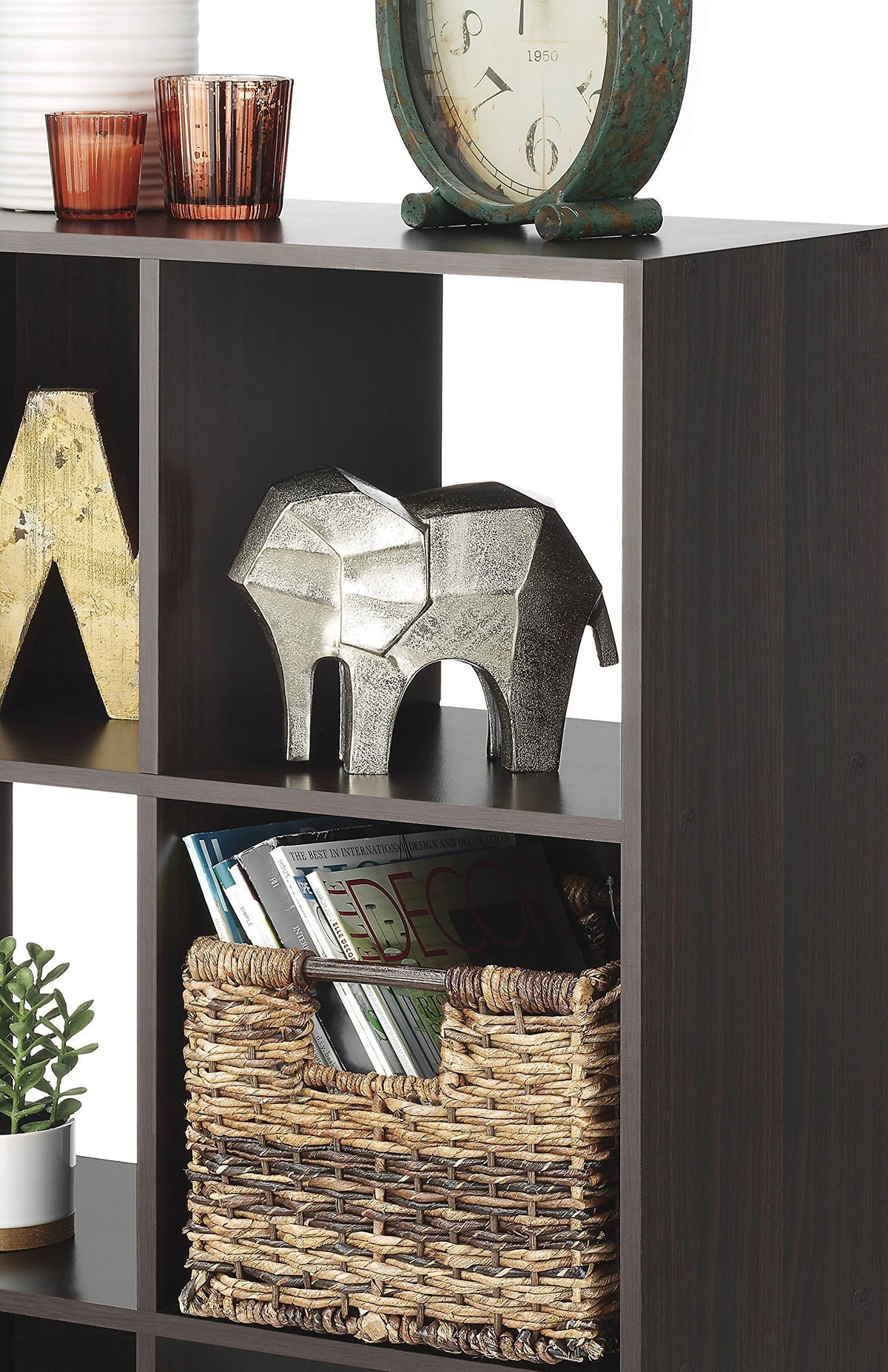 Whitmor 12 Cube Storage Organizer, 4 Tier Stackable Mdf Wood Bookcase, Open Storage Display Bookshelf, Storage Cabinet for Living Room, Bedroom, Home, Office, 35.1"L x 11.7"W x 47.5"H, Espresso