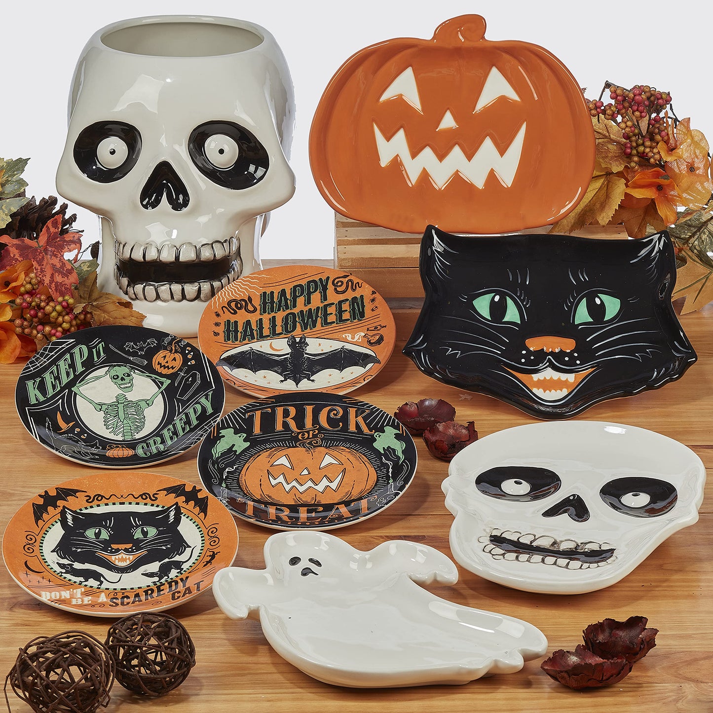 Certified International Scaredy Cat Rectangular Platter, 14in x 10in