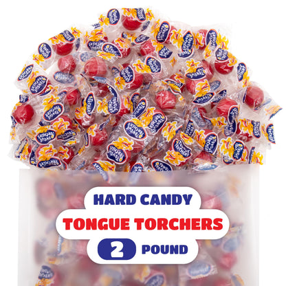 Tongue Torchers - 2 Pound Bulk Pack (About 160 Count) - Cinnamon Hard Candy - Individually Wrapped Halloween Candies - Spicy Nostalgic Treat