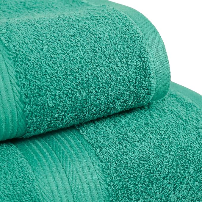 Amazon Basics 6-Piece Oversized Fade-Resistant Towel Set, 100% Cotton, Highly