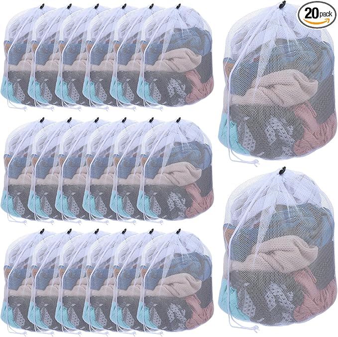 20 Pcs Mesh Laundry Bags Bulk