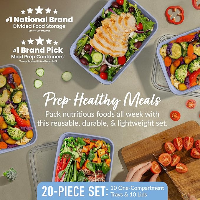 Bentgo Prep - 20-Piece 1-Compartment Reusable Meal Prep Containers