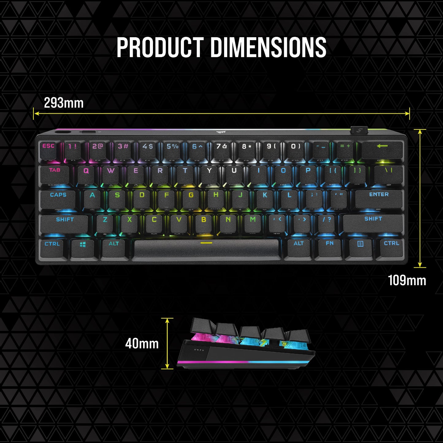 CORSAIR K70 PRO MINI WIRELESS RGB 60% Mechanical Gaming Keyboard – Swappable CHERRY MX RED Switches – PBT Double-Shot Keycaps – iCUE Compatible – PC, Mac, PS5, PS4, Xbox – QWERTY UK – Black