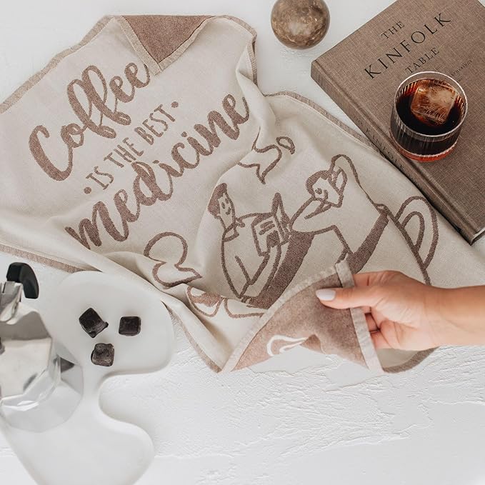 sea me at home Coffee Themed Funny Dish Towels