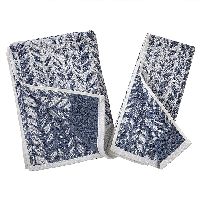 SKL Home Distressed Leaves 100% Turkish Cotton Premium 2-Piece Hand Towel Set