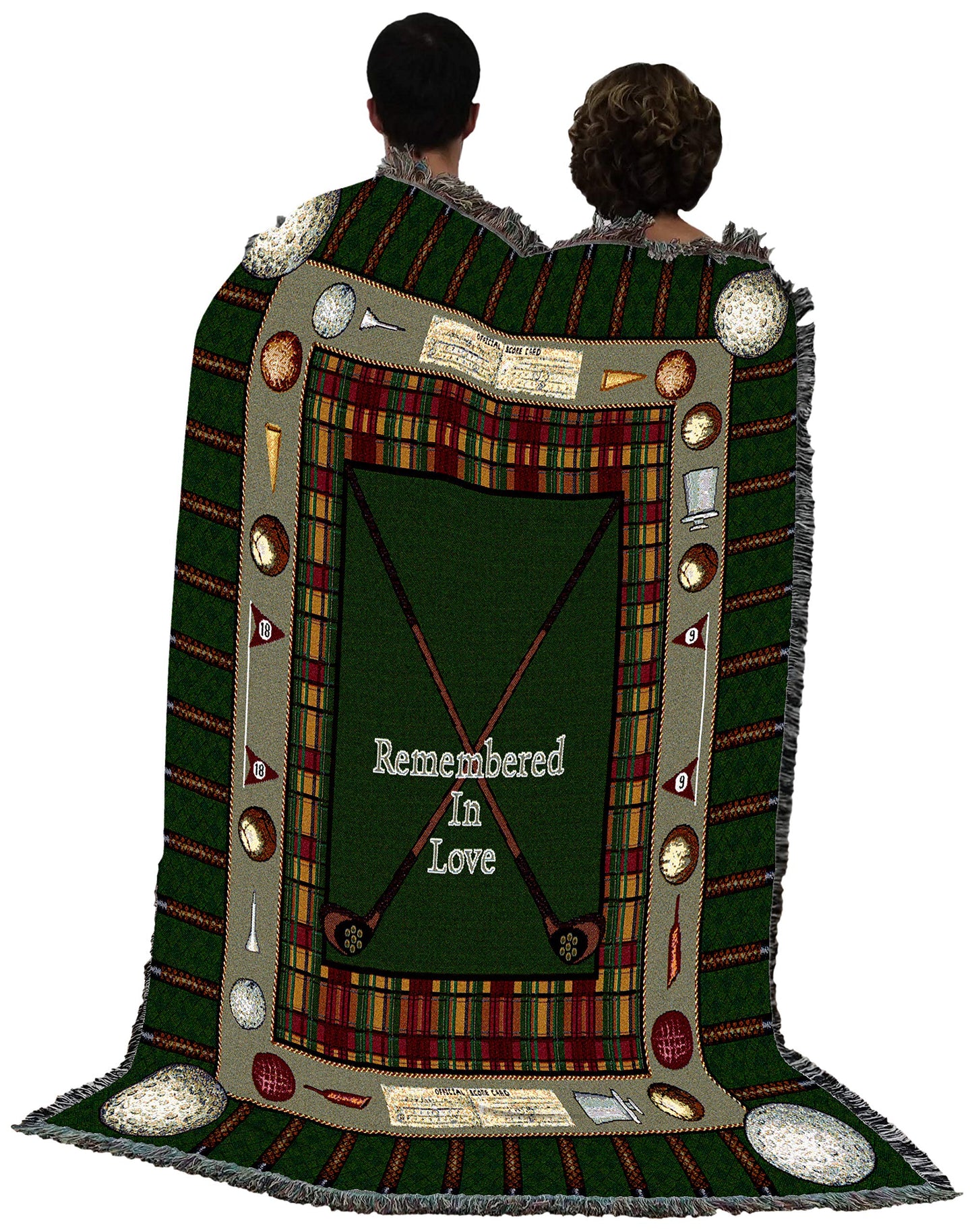 Pure Country Weavers Memorial Golf Blanket - Remembered in Love Blanket - Sympathy Bereavement Gift Tapestry Throw Woven from Cotton - Made in the USA (72x54)