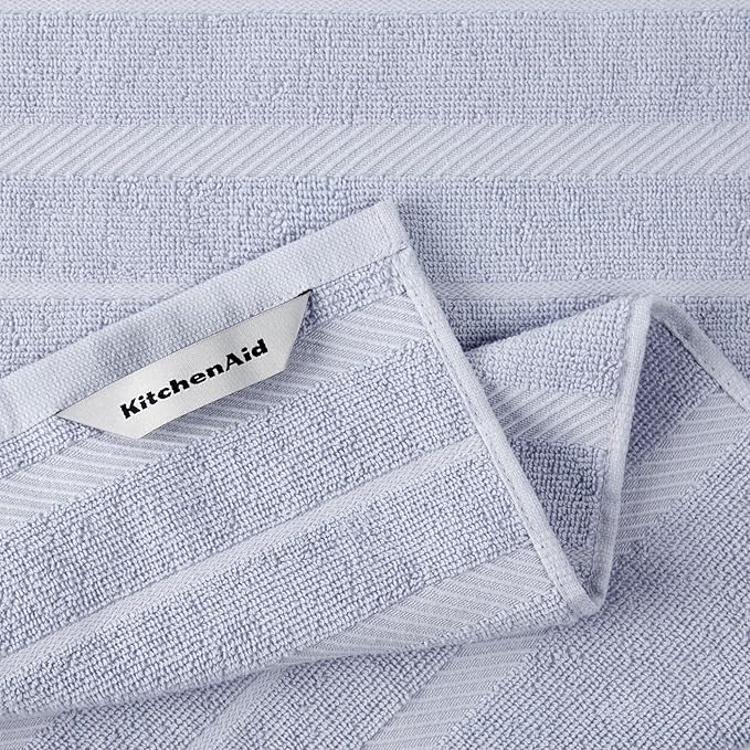 KitchenAid Albany Kitchen Towel 4-Pack Set, Lavender Cream/White