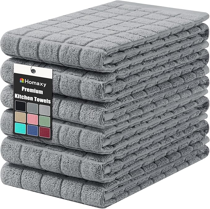Homaxy Premium Cotton Kitchen Towels 16"x 28", Large Natural Ring Spun 390 GSM