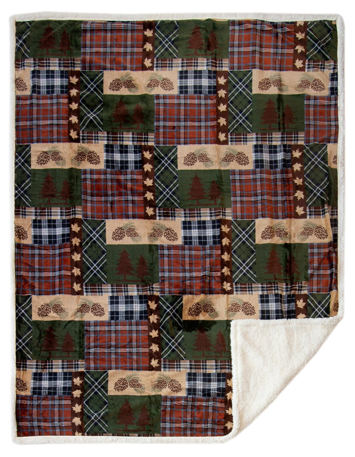 Carstens, Inc. Ultra Premium Super Soft Plush Sherpa Fleece Oversized Throw Blanket 54" x 68", Tree Plaid