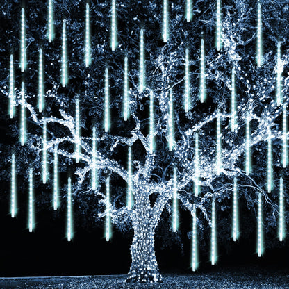 TW SHINE Christmas Meteor Shower Lights Outdoor, 864 LED 12" 24 Tubes Waterproof Christmas Lights Outdoor Plug in, Snow Falling Rain Icicle Xmas Light Decorations, White