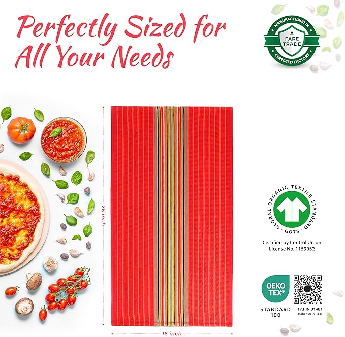 THREAD SPREAD Kitchen Dish Towels, 100% Cotton Salsa Towels, Highly Absorbent