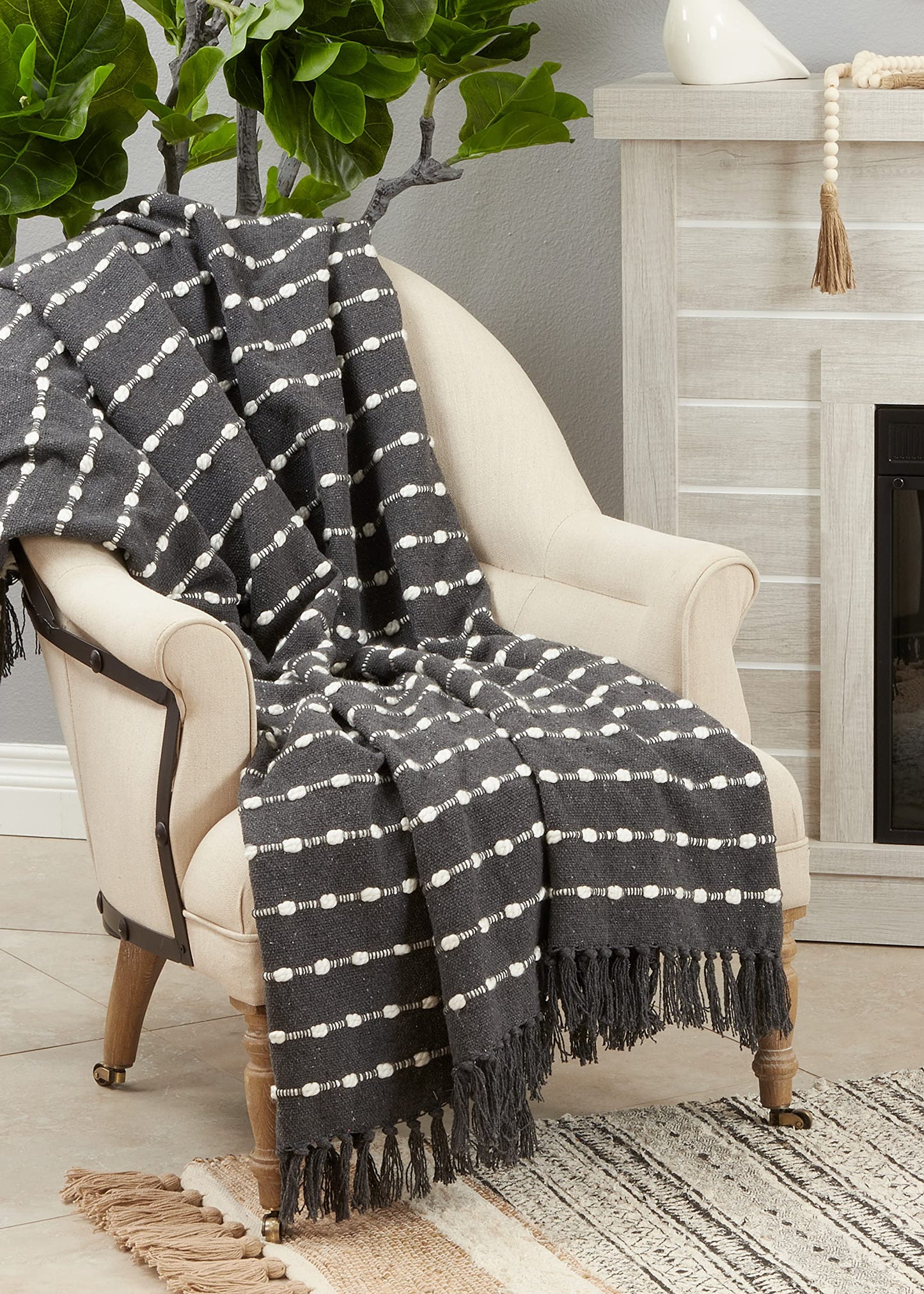 SARO LIFESTYLE Striped Design Throw Blanket