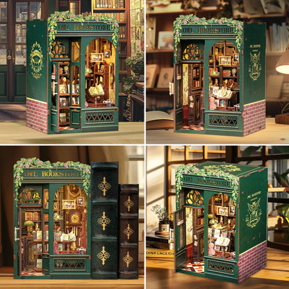 Cutefun Book Nook - 3D Wooden Puzzles for Adults, 139pcs, DIY Miniature House Kit Bookshelf Decor Nook Puzzle Tiny House Gifts for Women Teenagers Book Lovers (OWL Bookstore）