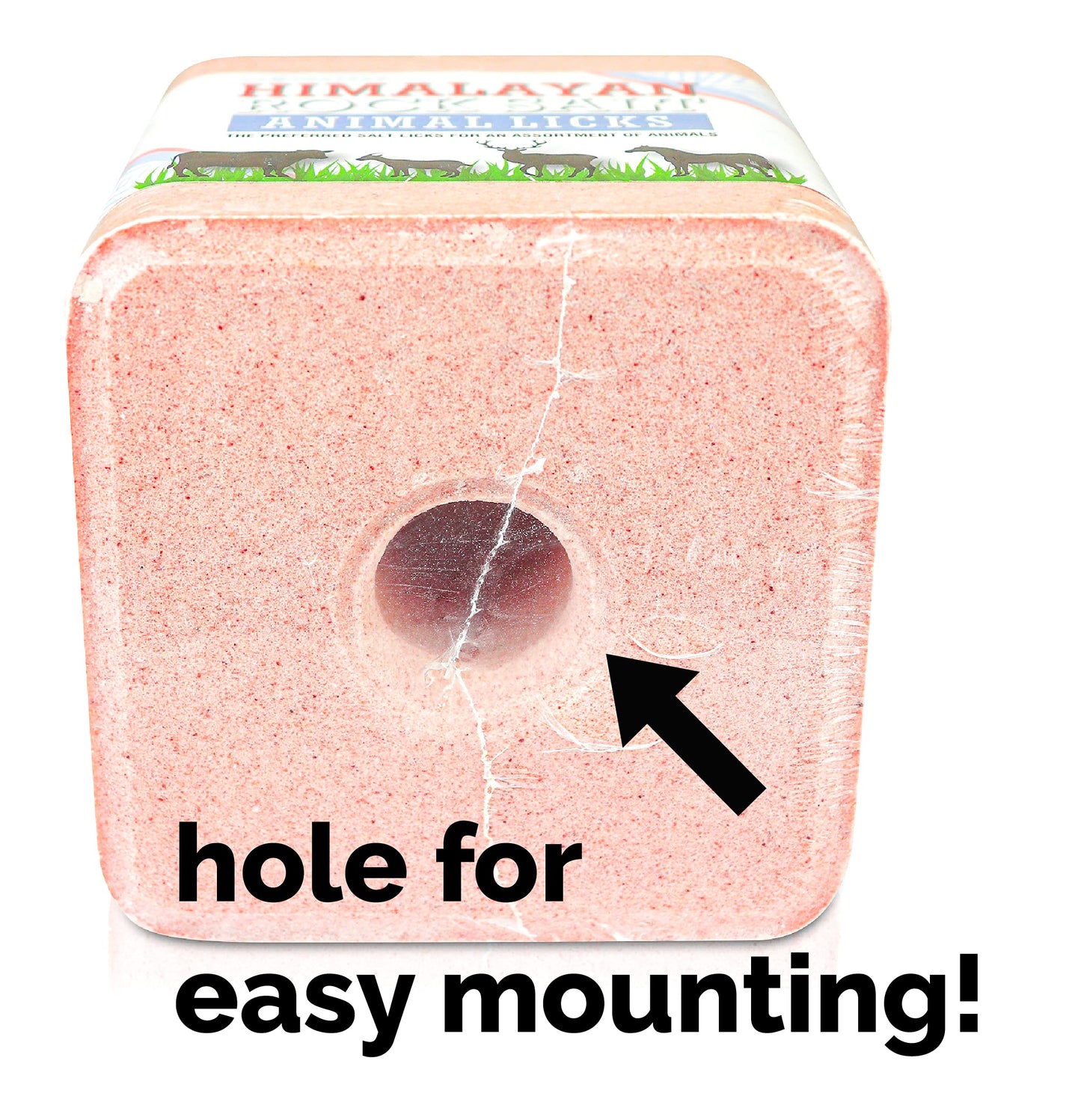 Salt Block for Deer & Horses – Compressed Mineral Salt Lick for Livestock, Cattle & Goats – Himalayan Secrets Pink Rock Salt Block (22LB/10KG, Block w/ Mounting Hole)