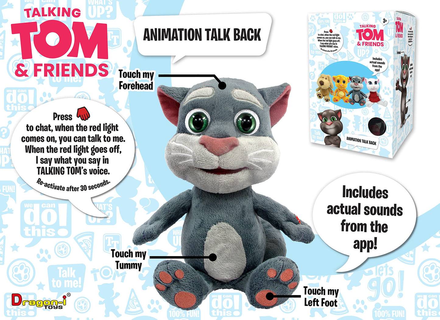 Talking Friends Talkback Tom 12 Inch Interactive Cuddly Plush With App Sound Effects