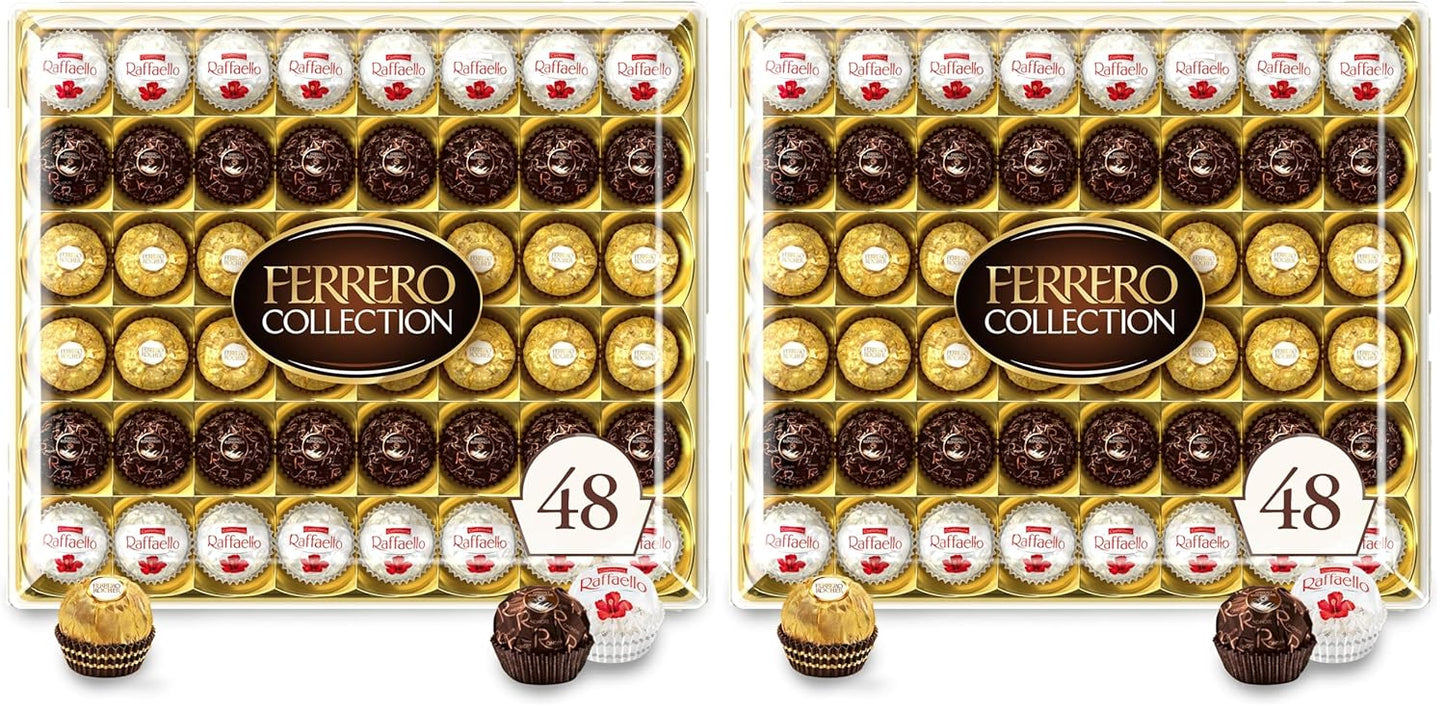 Ferrero Rocher Collection, Premium Gift Set, Hazelnut Milk Chocolate, Dark Chocolate and Coconut, 48 Count, 4.6 oz