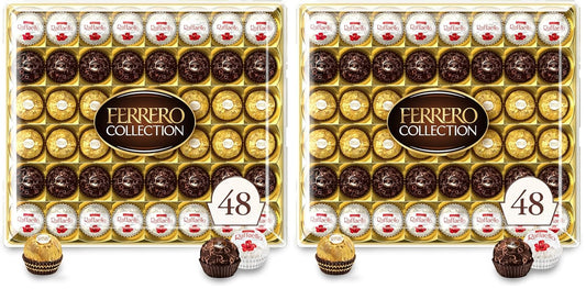 Ferrero Rocher Collection, Premium Gift Set, Hazelnut Milk Chocolate, Dark Chocolate and Coconut, 48 Count, 4.6 oz