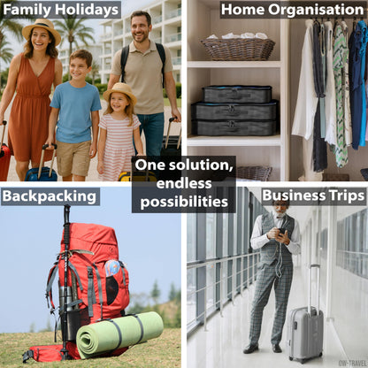 OW-Travel Packing Cubes for Suitcases (5Pcs Blue) 4 Large Suitcase Organiser Bags and Zipper Organiser for Travel Accessories. Luggage Organisers Packing Bags for Suitcases and Backpacks