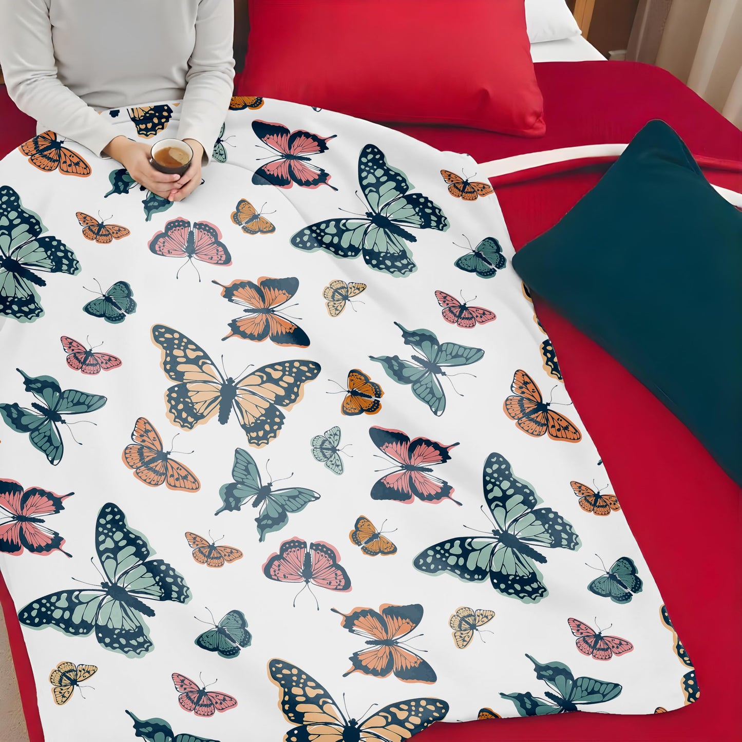 Butterfly - Themed Soft Flannel Blanket Lightweight Decor for Home, Great Gift for All Seasons for Women, Girls, and Lovers of Butterflies (50"x60")