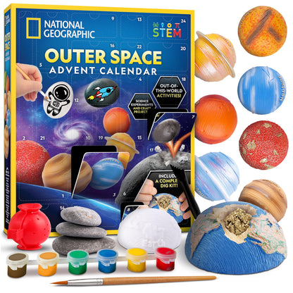 NATIONAL GEOGRAPHIC Outer Space Christmas Advent Calendar 2025 for Boys and Girls – 24 Days of Space-Themed Experiments, Crafts & Activities, Christmas Countdown Calendar for Kids
