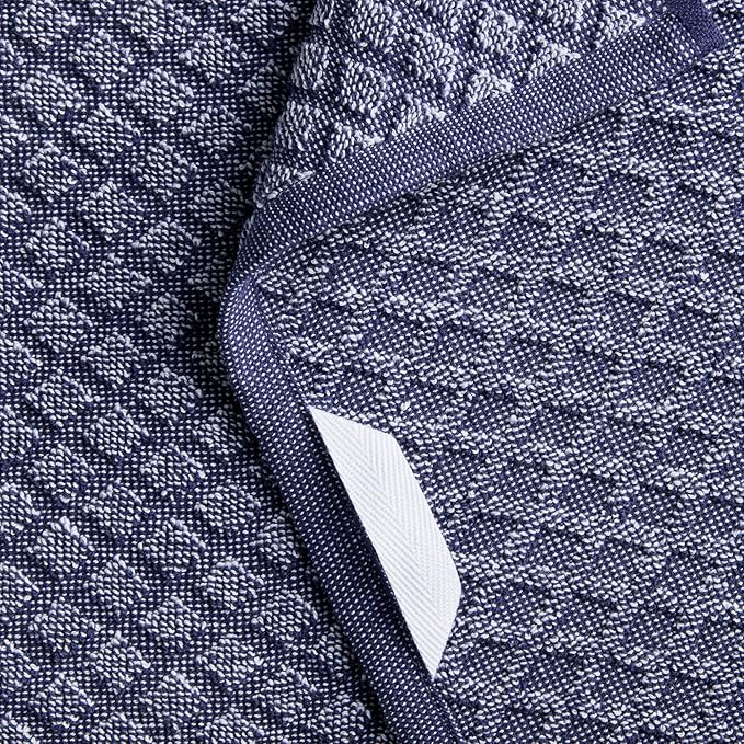 Martha Stewart Honeycomb Chambray Textured Kitchen Towel 4-Pack Set, 100% Cotton