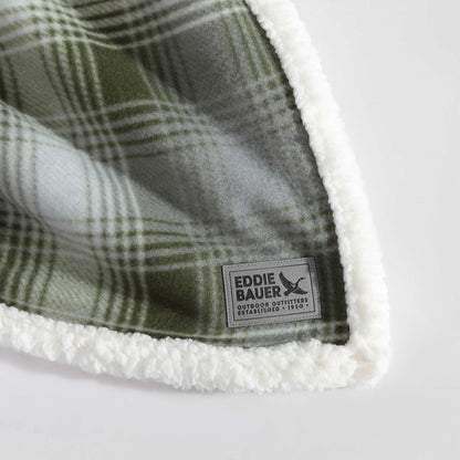 Eddie Bauer - Throw Blanket, Brushed Fleece & Plush Sherpa Soft Blanket, Throw Blanket for Couch & Bed (Nordic Plaid Green, 50" x 70")