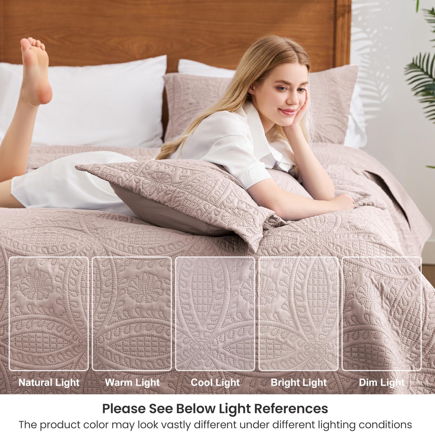 Love's cabin Quilts for Full Bed Burlwood Bedspreads Bedding Set - Lightweight Bedspread Comforter - Coin Pattern Bedding Coverlet for All Season - 3 Pieces (1 Quilt, 2 Pillow Shams)