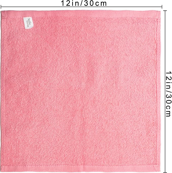 Basic Wash Cloths 12x12 Inches – Bulk Pack of 24 – Rose Pink Color – Soft and