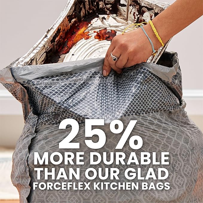 Glad ForceFlex MaxStrength Kitchen Trash Bags, 13 Gal, Fresh Clean Febreze