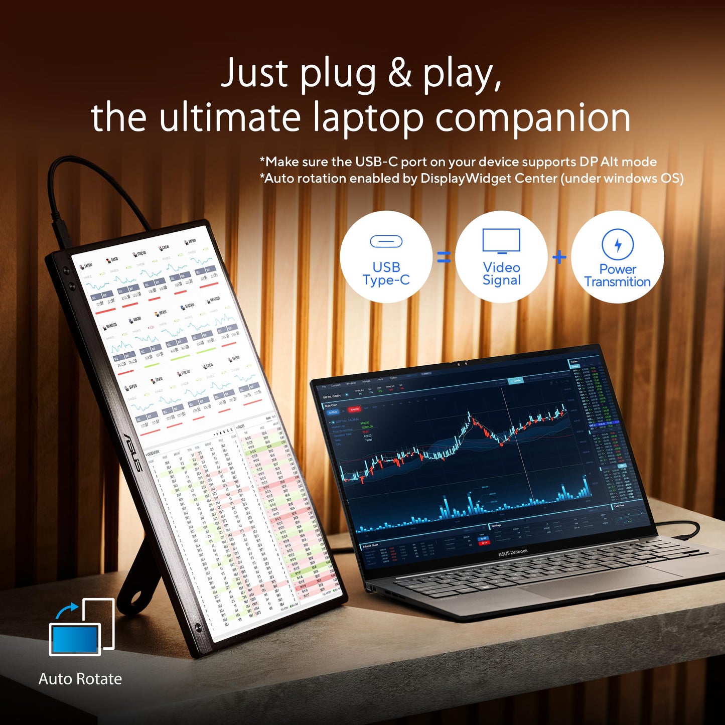 ASUS ZenScreen 16” Portable USB Monitor (MB169CK) - Full HD, IPS, Dual USB-C, Mini-HDMI, Eye Care, Flicker Free, Blue Light Filter, Anti-Glare Surface, 360° Kickstand, 3 yr Warranty