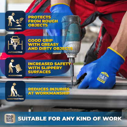 S&R Work Gloves – 12 Pairs, Size XL/10, Latex-Coated Nylon Protective Gloves for Indoor & Outdoor Use