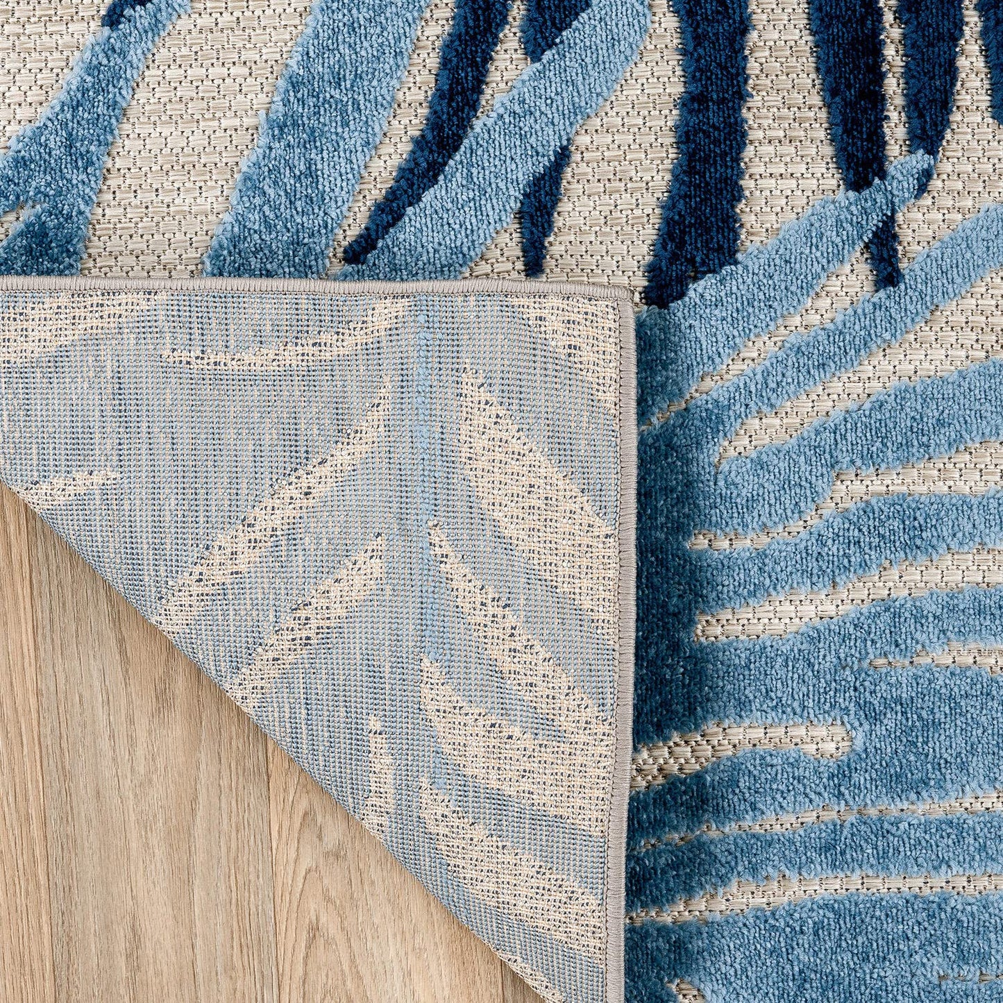 Rugshop Navy Lucca Contemporary Floral Indoor/Outdoor Area Rug Durable Polypropylene, Weather Resistant, Easy to Clean for Backyard, Deck and Outdoor Lounge 12' x 15'