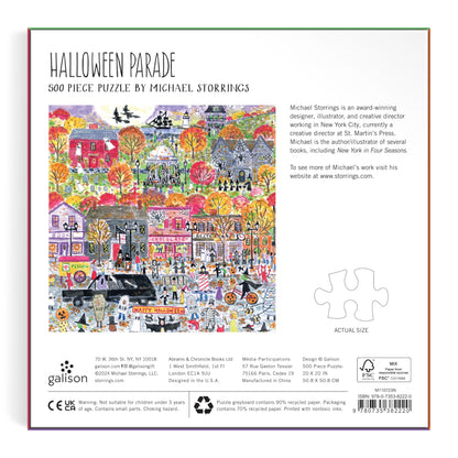 Galison Halloween Parade – 500 Piece Michael Storrings Jigsaw Puzzle Featuring Artwork of A Spooky and Festive Halloween Parade in Salem Massachusetts