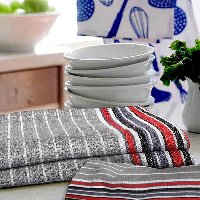 Urban Villa Kitchen Towels Waffle Stripes Dish Towels
