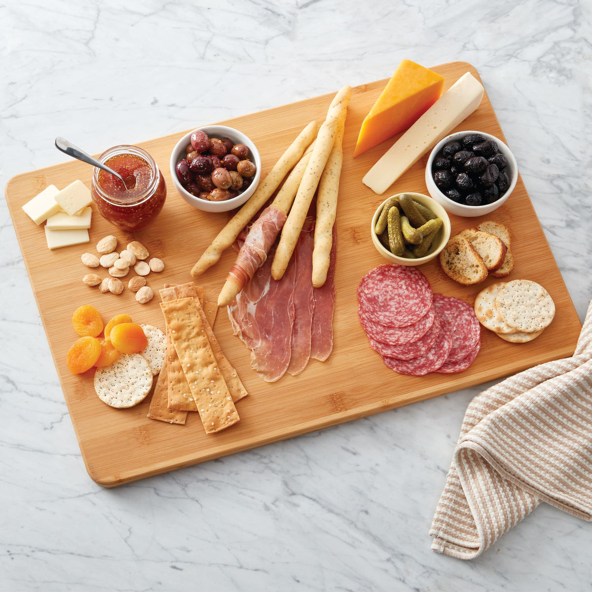Farberware Extra-Large Wood Cutting Board, Reversible Chopping Board for Kitchen Meal Prep and Serving, Charcuterie Board, 14.17-Inch x 20.08-Inch, Bamboo