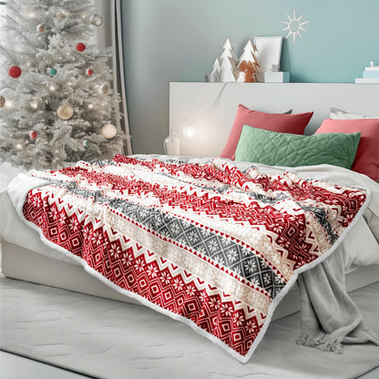PAVILIA Premium Christmas Sherpa Throw Blanket | Christmas Decoration, Fleece, Plush, Warm, Cozy Reversible Microfiber Holiday Blanket 50 x 60