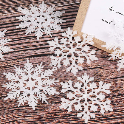 RECUTMS Winter Christmas Hanging Snowflake Decorations - 40Pcs White Snowflakes Hanging Garland for Christmas Winter Wonderland Holiday New Year Party Home Decoration,4 Inches,2 Pattern (White)