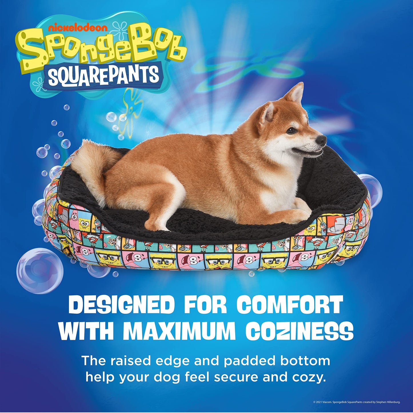 SpongeBob SquarePants for Pets Deco Design Cuddler Dog Bed, 24"L x 19"W x 8"Th, Polyester, Officially Licensed