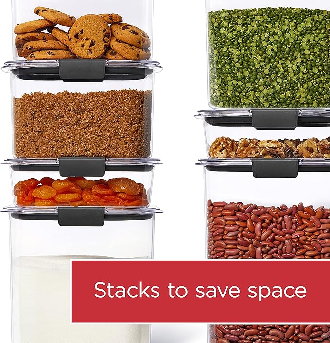 Rubbermaid Brilliance Pantry Food Storage Container Set, Airtight & Leak-Proof